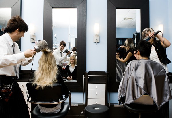 Getting haircut in barber shop